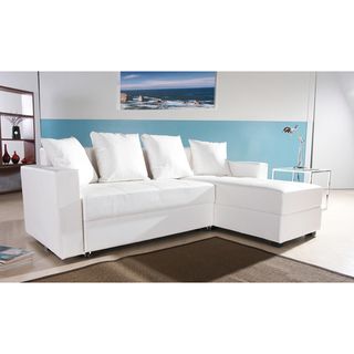 San Jose White Convertible Sectional Storage Sofa Bed