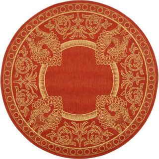 Indoor/ Outdoor Abaco Red/ Natural Rug (53 Round)