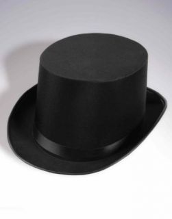 Deluxe Satin Top Hat   Black Accessory Clothing