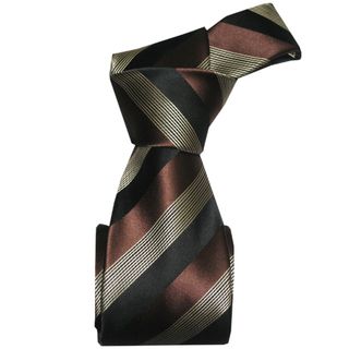 Dmitry Mens Italian Brown Striped Silk Tie