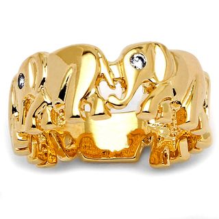 Ultimate CZ 14k Gold Overlay Cubic Zirconia Elephant Ring