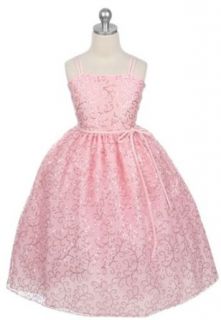 New Sequined Tea Length Dress 16 Pink (SK 3014) Clothing