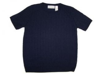 Alfred Dunner Classics Short Sleeve Cable Knit Top Navy S