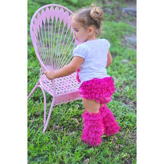 Mia Belle Baby Hot Pink Lace Ruffled Bloomers and Leg Warmer Set