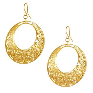 14k Gold Overlay Crescent Moon Filigree Earrings