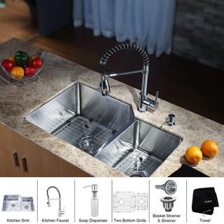 Kraus Stainless Steel Undermount Kitchen Sink, Chrome Faucet
