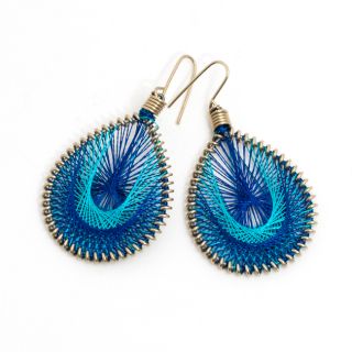 Silk Thread Earrings   Blue (India)