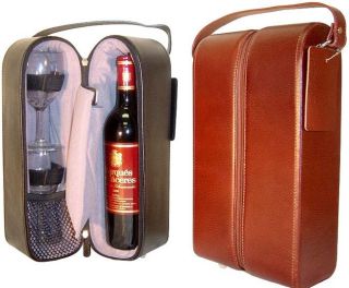 Amerileather Top Grain Cowhide Leather Double Wine Tote (2 Colors