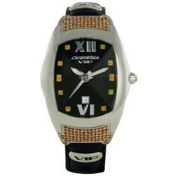 Chronotech Unisex Prisma VIP Leather Black Dial Watch