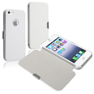 BasAcc White Snap on Leather Case for Apple iPhone 5
