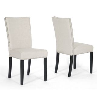 Harrowgate Beige Linen Modern Dining Chairs (Set of 2)