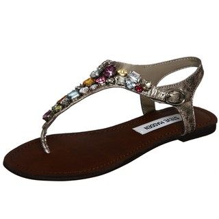Steve Madden Womens Grooom Multi Jeweled Thong Sandals