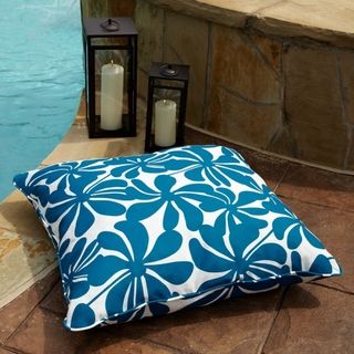 Penelope Blue/ White 28 inch Square Outdoor Floor Pillow