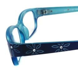 Urban Eyes Womens Crystal Floral Blue Reading Glasses