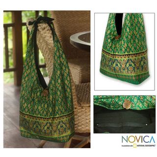 Cotton Royal Thai Emerald Sling Tote Bag (Thailand)