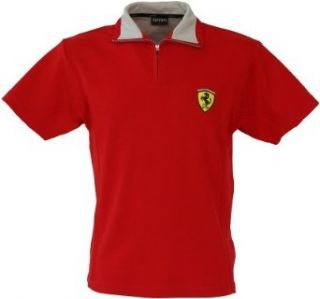 Ferrari Contrast Hem Zip Polo Shirt   Red Clothing