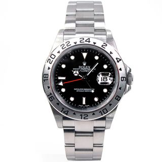 Pre Owned Rolex Mens Explorer II Stainless Steel Black Dial Watch