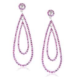 Sterling Silver Pink Sapphire Diamond Accent Dangle Earrings (H I, I1