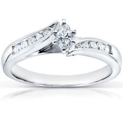 14k White Gold 1/3ct TDW Marquise Diamond Engagement Ring (H I, I1 I2