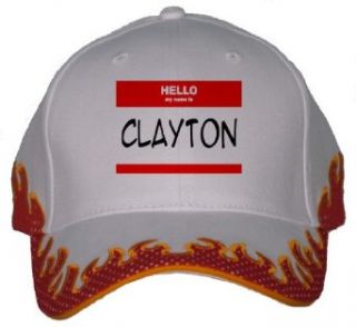 HELLO my name is CLAYTON Orange Flame Hat / Baseball Cap