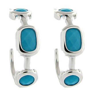 Sterling Silver Synthetic Turquoise Hoop Earrings