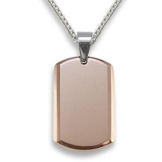 Mens Tungsten Carbide Rose plated Small Dog Tag Necklace
