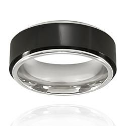 Mens Tungsten Carbide Black Ceramic Inlay Ring