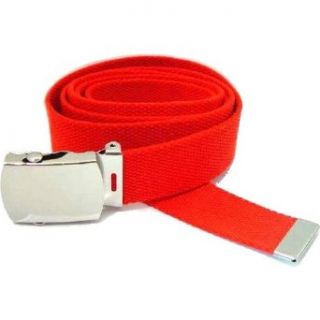 Red Columbia Style Military Web Belt With Silver Buckle