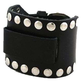Nemesis XL Black Leather Wide cuff Watchband with Stud Accents Today