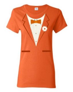Orange Tuxedo Ladies T shirt / Funny Formal Bachelor