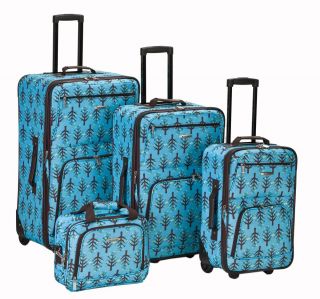 Rockland Tree Print Expandable 4 piece Luggage Set