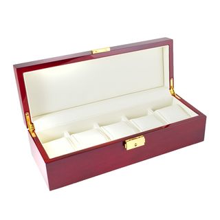 Rosewood Finish 5 Watch Display Box With Solid Top