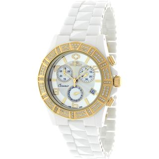 Swiss Precimax Womens White Ceramic Luxe Elite Chronograph Watch