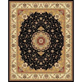 Lyndhurst Collection Traditional Black/ Ivory Rug (9 x 12