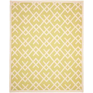 Moroccan Light Green/ Ivory Dhurrie Wool Rug (10 x 14)