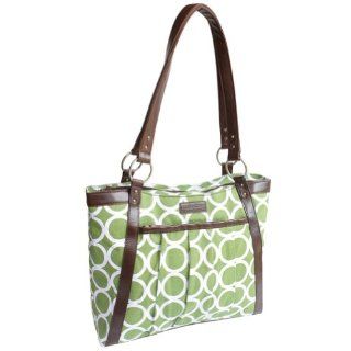 Kailo Chic Womens Pleated Laptop Tote (Green Circles