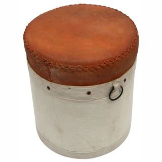Rug Collective Casual Living Vintage Rust Leather Ottoman Pouf