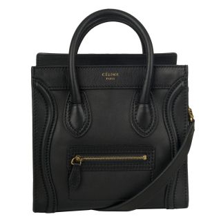 Celine Mini Black Leather Shopper Bag