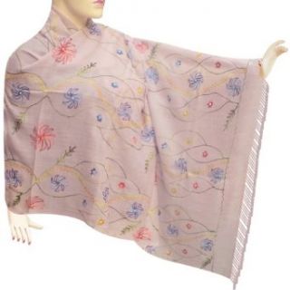 Kashmiri Cashmere Embroidered Scarf Stole In Wool Fabric