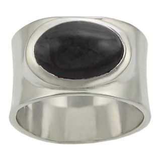 Tressa Sterling Silver Onyx Thick Band Ring