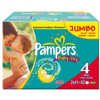 PAMPERS Baby Dry   Paquet de 82 couches   Taille 4   A partir de 7 kg
