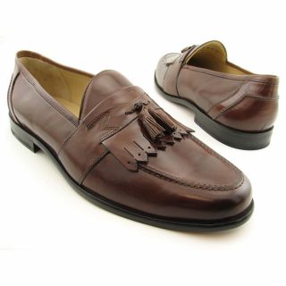 Johnston and Murphy Mens Emery Brown Saddle/Tan Dress Shoes (Size