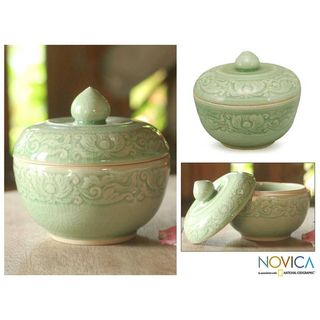 Celadon Ceramic Lotus Pool Jar (Thailand)