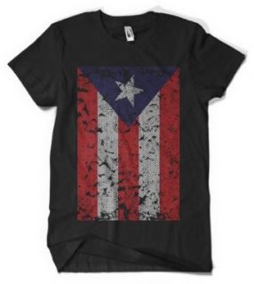 (Cybertela) Faded Puerto Rico Flag Mens T shirt Country