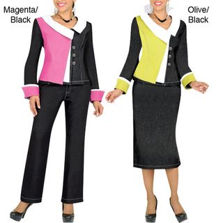 Divine Apparel Color Block Womens Plus Size 3 Piece Wardrobe