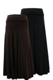 Womens Long Fashion Stretch Skirt, 3XL, Brown Clothing