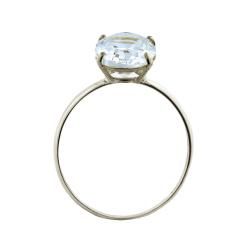 10k White Gold Oval cut Clear Cubic Zirconia Solitaire Ring