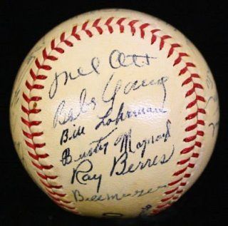 Mel Ott Autographed Ball   1942 Team Jsa Hubbell + Sports