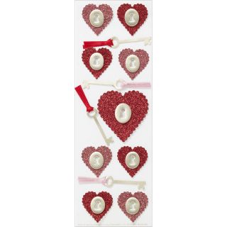 Martha Stewart Valentine Stickers Glitter Heart and Key Today $6.09