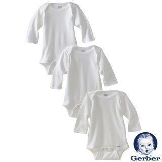 Gerber White Long Sleeve Bodysuit (Pack of 3)